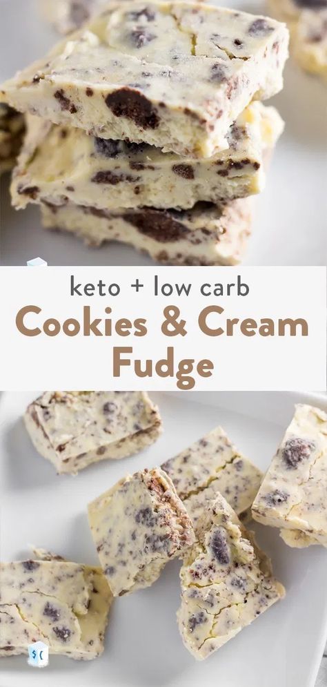 Low Carb Snacks Sweet, Sugar Free Fudge, Drink Board, Cookies And Cream Fudge, Cream Fudge, Craving Sweets, Keto Fudge, Keto Candy, Fudge Bars