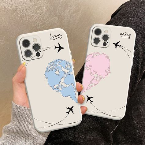 Couple Mobile Cover Design, Couple Mobile Covers, Bff Phone Cases Iphone, Matching Iphone Case, Case Iphone Couple, Bff Phone Cases, 7plus Iphone, Friends Phone Case, Phone Case Diy Paint