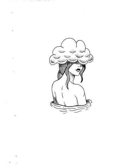 Head In The Clouds Drawing, Head In The Clouds Aesthetic, In The Clouds Aesthetic, The Clouds Aesthetic, Head In The Clouds Tattoo, Clouds Tattoo, Boho Illustration, Tattoo Quote, Clouds Aesthetic