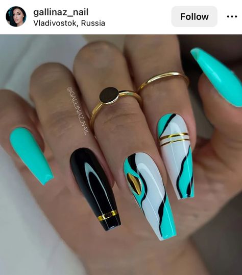 Funky Nail Art, Nails Design With Rhinestones, Cute Acrylic Nail Designs, Pretty Nail Art Designs, Dope Nail Designs, Black Nail, Luxury Nails, Coffin Nails Designs, Funky Nails