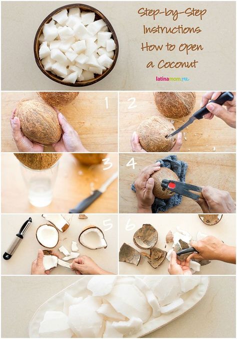 Simple step-by-step instructions to open a coconut and extract the meat Open A Coconut, Coconut Milk Uses, Caesar Pasta Salad, Make Coconut Milk, Caesar Pasta, Cherry Coconut, Dry Coconut, Pickled Veggies, Coconut Recipes