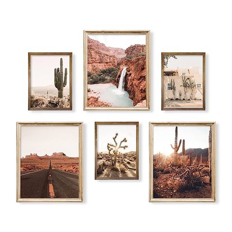 Western Retro Decor, Utah Airbnb, Southwestern Office, Cactus Room Decor, Western Gallery Wall, Cactus Bathroom Decor, Western Boho Decor, Southwestern Bathroom, Boho Pictures