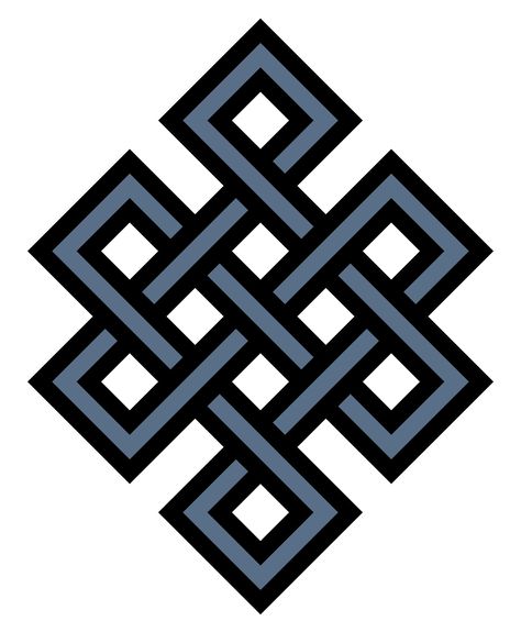 Buddhist Symbol of the Eternal Knot.  The intertwining of lines in the eternal knot is said to symbolize how everything is connected. It can also represent how religion and secular affairs, as well as compassion and wisdom are united and connected to each other. Karma Symbol, Knot Tattoo, Buddhist Symbols, Symbols And Meanings, Celtic Knots, Celtic Symbols, Digital Borders Design, Black And White Pattern, Ancient Symbols