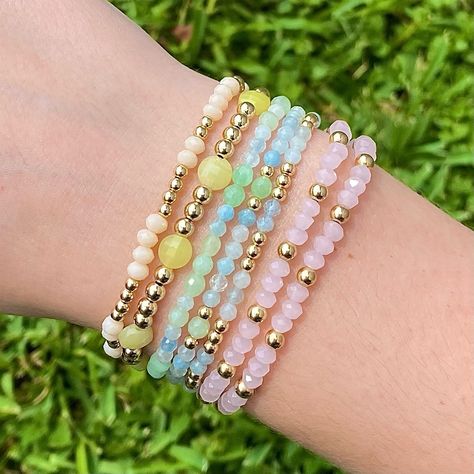 Colorful summer stacks>> 🤍🩷💚 • • • • • • • • #trendy #bracelets #braceletstack #colorfulbracelet Trendy Bracelets, June 17, Beads, Nails, On Instagram, Quick Saves, Instagram