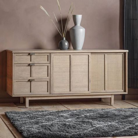 Kyoto Cabinet By INTERIOR FASCINATION | notonthehighstreet.com Sideboard Sliding Doors, Two Sliding Doors, Sideboard Modern, Bronze Handles, Stylish Sideboards, Wooden Canes, Side Board, Large Sideboard, Wooden Sideboard