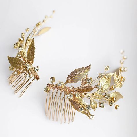 Grecian Wedding Hair, Gold Hair Accessories Wedding, Grecian Wedding, Gold Hair Piece, Leaf Headpiece, Gold Hair Comb, Wedding Hair Piece, Gold Headpiece, Gold Hair Accessories