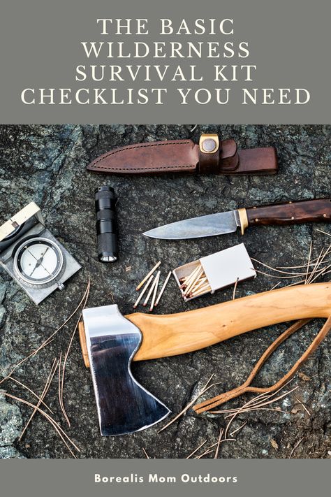 Discover a life-changing guide to preparing for the unknown. Our Basic Wilderness Survival Kit Checklist provides you with everything you need to build your own survival kit, ensuring you're never caught short in the unforgiving wilderness. Packed with practical tips, expert advice and a host of DIY ideas, this is a must-read for every outdoor enthusiast. How To Survive The Wilderness, Wilderness Survival Kit, Wilderness Survival Tools, Urban Survival Kit, Rustic Camping, Survival List, Survival First Aid Kit, Bushcraft Kit, Outdoor Survival Kit