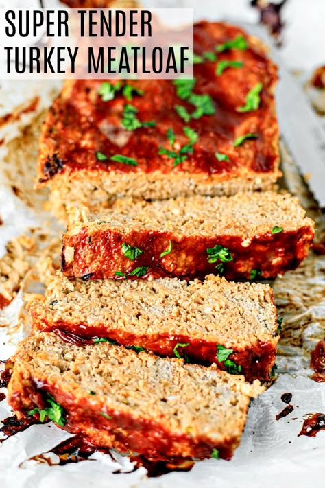 Super Tender Ground Turkey Meatloaf#groundturkey #turkey #meatloaf #easydinner #weeknightdinner #hearthealthy Meatloaf With Oats, Ground Turkey Meatloaf Recipes, Meatloaf Oatmeal Recipe, Recipes With Ground Turkey, Meatloaf With Oatmeal, Easy Turkey Meatloaf, Turkey Meatloaf Healthy, Ground Turkey Meatloaf, Ground Turkey Recipes Easy