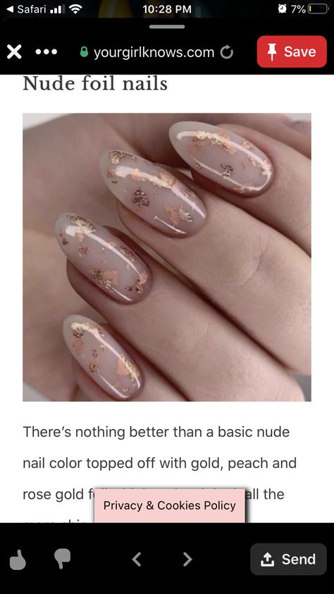 Rose Gold Foil Nails, Gold Foil Nails, Foil Nails, Minimalist Nails, Rose Gold Foil, Nude Nails, Gold Foil, Nail Colors, Foil