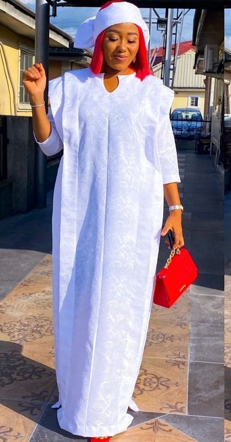 Agbada Bubu Styles For Women, White Agbada Styles For Women, White Bubu Gown Styles, White Bubu Gown, White Bubu Gown Styles Silk, White Lace Gown Styles, White Boubou, Boubou Styles With Embroidery, Model Grand Boubou Voile