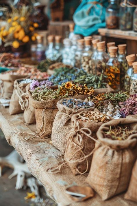 Dried flowers and herbs, infusions and decoctions on the market. Selective focus. royalty free stock images Herbologist Aesthetic, Dried Herbs Aesthetic, Herbs Aesthetic, Herbs Photography, Witchy Store, Herb Photography, Herbalist Shop, Herbal Shop, Herbal Store