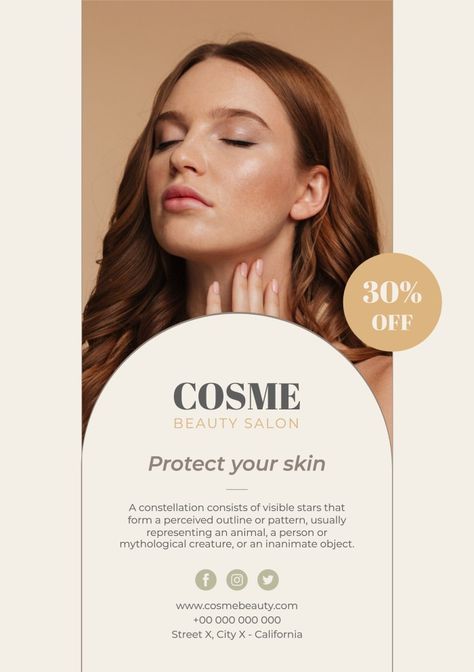 Aesthetic Cosme Beauty Salon Flyer Beauty Clinic Brochure, Beauty Salon Flyer Design Inspiration, Beauty Advertising Design, Beauty Salon Advertising Ideas, Beauty Salon Poster Design Ideas, Beauty Salon Ads, Hair Salon Poster Design, Beauty Salon Poster Design, Beauty Clinic Poster