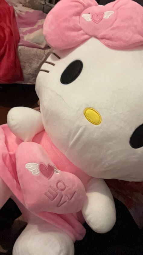 Hello Kitty Stuffed Animal, Kitty Stuffed Animal, Animal Sitting, Hello Kitty Plushie, Hello Kitty Pink, Ambient Light, Light Display, Stuffed Animal, Plush Toys