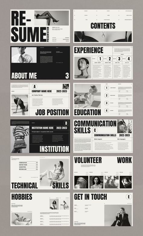 The Perfect CV/Resume/Portfolio Screen Presentation Template for Creatives Layout Editoriale, Perfect Cv, Layout Portfolio, Cv Inspiration, Mises En Page Design Graphique, Cv Portfolio, Graphic Design Portfolio Layout, Resume Portfolio, Presentation Slides Design