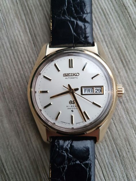 Grand Seiko 1969 vintage gold cap 6146 8000 Automatic Hi-Beat Seiko Presage Style 60, Seiko Gold Watch, Grand Seiko Chronograph, Seiko Gold, Grand Seiko Sbgw231, Seiko Automatic, Skeleton Watches, Gold Caps, Vintage Watches For Men