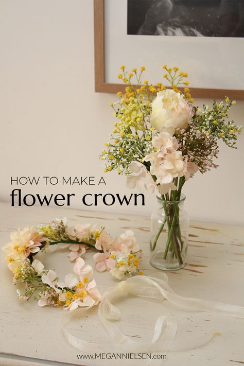 How to Make a Flower Crown Wreath Making Party, Make A Flower Crown, Flower Crown Tutorial, Diy Floral Crown, Diy Tulle, Bouquet Tutorial, Garden Bridal Showers, Diy Flower Crown, Flower Girl Crown