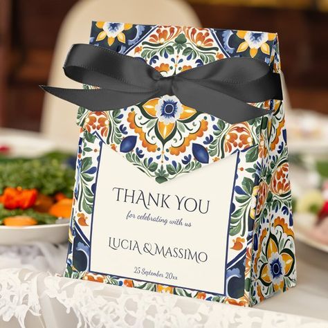 Azulejo blue Talavera vintage Mexican wedding Favor Boxes Vintage Wedding Souvenirs, Wedding Favors For Guests Mexican, Mexican Recuerdos, Mexican Wedding Party Favors, Mexico Wedding Color Palette, Blue Mexican Wedding, Fall Mexican Wedding, Mexican Boho Wedding, Charro Wedding Ideas