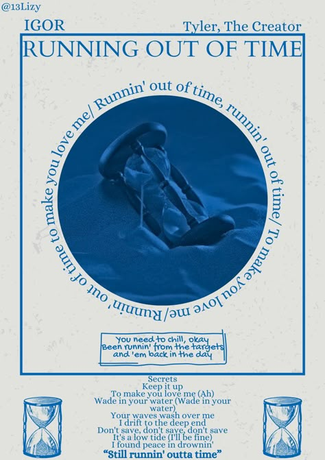 Running out of time- Tyler, The Creator- IGOR- poster- music poster Tyler The Creator Aesthetic Igor, Tyler The Creator Lyric Poster, Running Out Of Time Tyler The Creator, Blue Tyler The Creator, Blue Music Poster, Tyler The Creator Art, Igor Poster, Tyler The Creator Songs, Tyler Poster