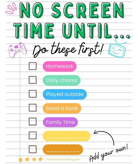 Printable checklist of things kids need to do before they have screen time Before Technology Checklist For Kids, Screen Time Tickets Free Printable, Before Screen Time Checklist, No Screen Time Until, Screentime Checklist, Screen Time Tickets, Screen Time Checklist, No Screen Time, Phone Contract