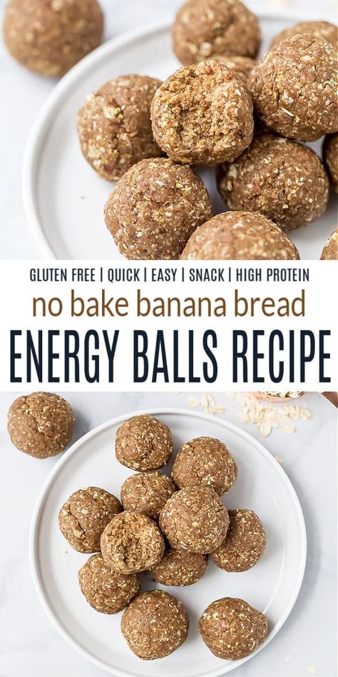 No Bake Banana Bread, Bake Banana Bread, Banana Energy, Protein Banana Bread, No Bake Energy, Granola Bites, No Bake Energy Bites, Vegan Snack Recipes, Healthy Protein Snacks