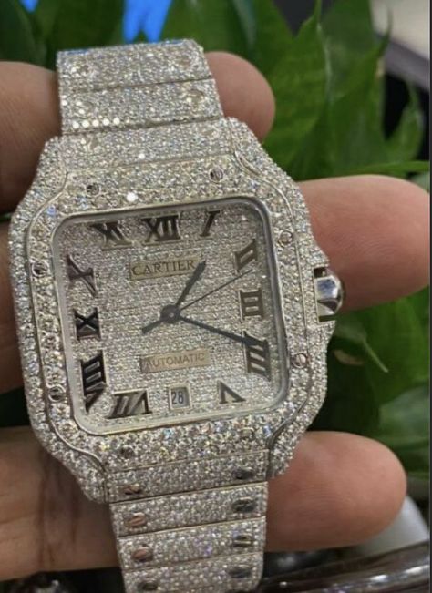 Expensive Jewelry For Men, Cartier Mens Jewelry For Men, Iced Jewelry Men, Iced Out Cartier Watch, Cartier Mens Bracelet, Cartier Diamond Watch, Iced Watches, Bob Fashion, Iced Out Watches