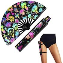 Mushroom Clothing, Edm Music Festivals, Holographic Fabric, Rave Gear, Folding Hand Fan, Rave Accessories, Edm Music, Rave Fashion, Festival Accessories