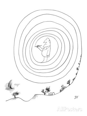 Man has drawn himself inside of a swirl. - New Yorker Cartoon Premium Giclee Print by Saul Steinberg at AllPosters.com Saul Steinberg, New Yorker Cartoons, Drawing Cartoon Characters, Cartoon Posters, Cartoon Man, Matte Painting, Guy Drawing, The New Yorker, Doodle Drawings