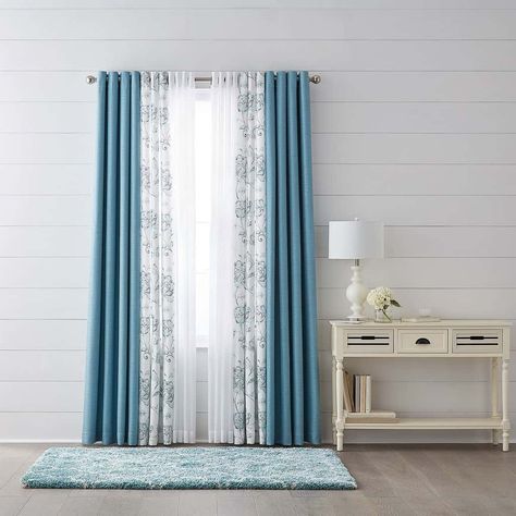 Curtens For Living Room, Curtens Design, Blue Curtains Living Room, Curtains For Grey Walls, Curtain Inspiration, Curtains Living Room Modern, Styl Hampton, Small Window Curtains, Unique Curtains