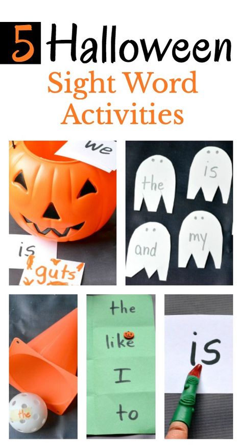 5 easy to prep Halloween sight word activities for beginning readers. Diy Site Word Games, Halloween Reading Games, Halloween Sight Word Games, Halloween Word Work, Halloween Literacy, Halloween Reading, School Prep, Quick Games, Beginning Readers