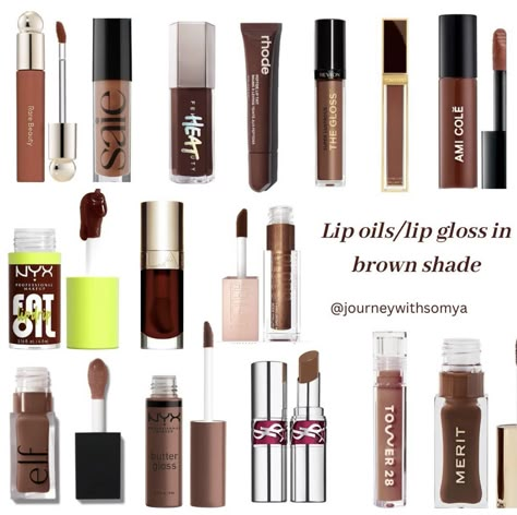 Lipgloss Makeup, Lip Oils, Makeup For Black Skin, Brown Lipstick, Lip Cosmetics, Brown Makeup, Brown Shade, Makeup Needs, Fancy Makeup