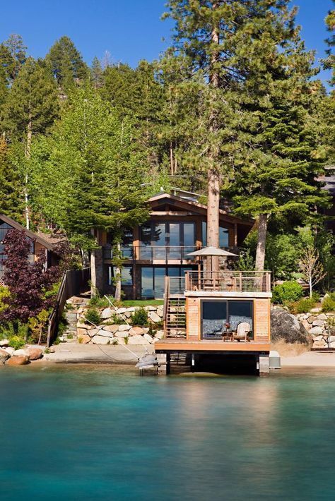 Dream Lake House, House On The Water, Beach House Aesthetic, Lake Houses Exterior, Houses Exterior, Lakefront Property, Lake Houses, Lake House Plans, The Lake House