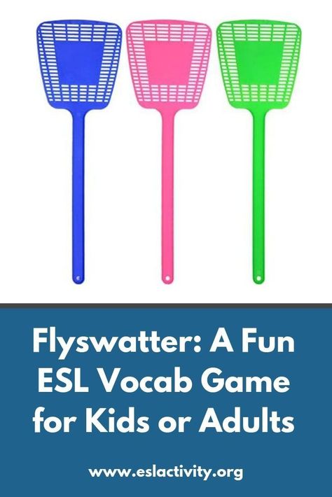 Flyswatter: ESL Vocabulary Game for Kids | ESL Activity English Games For Kids Teaching, Esl Games For Kids Teaching English, English Games Teaching, Games For Learning English, Esl Activities For Kids, Flyswatter Game, Fun English Games, Vocab Games, English Vocabulary Games