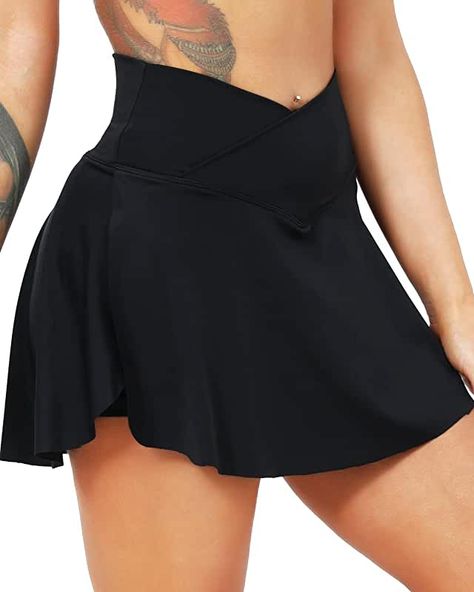 Perfect Summer Outfit, Black Tennis Skort With Pockets and Crossover Waistband Pleated School Skirt, Golf Skorts, White Skort, School Skirt, Skirt With Shorts, Athletic Skirt, Pleated Tennis Skirt, Tennis Skirts, Tennis Skort