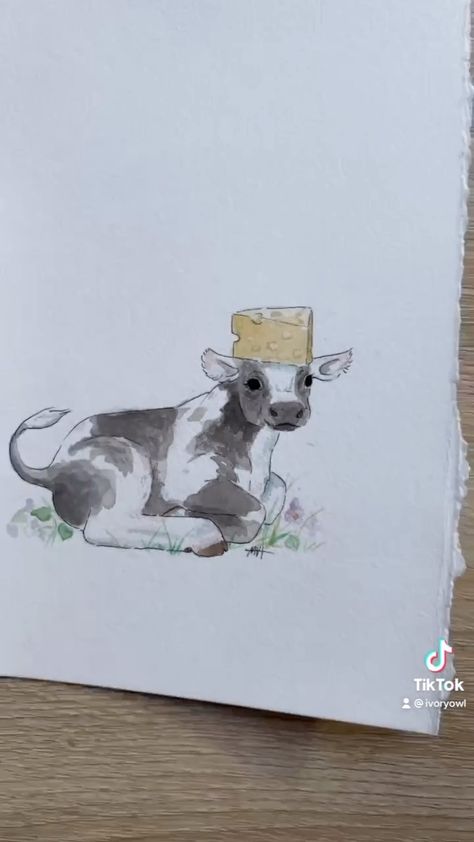 Ivoryowlco Art, Ivory Owl, Watercolor Composition, Cow Sketch, Animal Watercolour, Cow Drawing, 8th March, Cow Colour, Disney Drawings Sketches