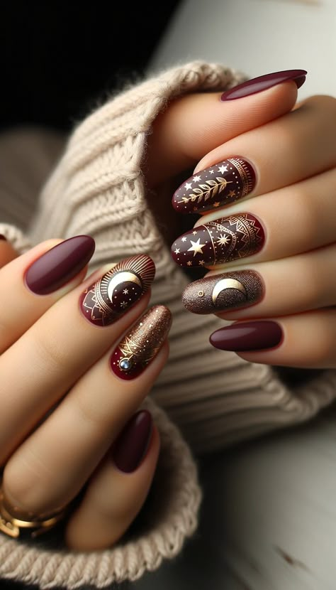 Boho Nails, Unghie Nail Art, Thanksgiving Nails, Winter Nail Art, Fall Nail Art, Fall Nail Designs, Chic Nails, Nail Polishes, Winter Nails