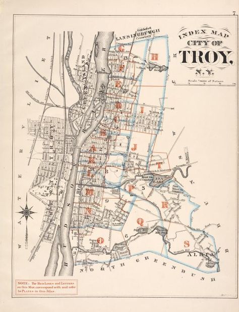 Index Map City of Troy, N.Y. From New York Public Library Digital Collections. City Of Troy, Troy New York, New York Central Railroad, Troy Ny, New York Central, Old Maps, New York Public Library, City Maps, Old City