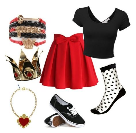 Queen Of Hearts Outfit Ideas Modern, Queen Of Hearts Disneybound, Queen Of Hearts Daughter, Love In Italian, Disneyworld Outfits, Queen Of Hearts Halloween Costume, Disneybound Ideas, Alice In Wonderland Outfit, Disney Character Outfits