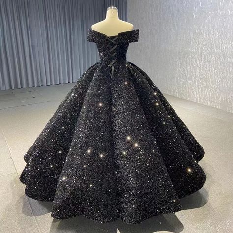 Worldwide Shipping Support modification Handmade You can take pictures to confirm the details before delivery Black Quince Dress, Sparkly Ball Gown, Black Quinceanera Dresses, Masquerade Ball Gown, Black Ball Gown, Pretty Quinceanera Dresses, Quince Dress, Ball Gowns Evening, A Line Prom Dresses