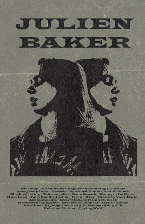 Julien Baker Poster, Julian Baker, Faith Healers, College Walls, Julien Baker, Sprained Ankle, Music Posters, Tour Posters, Boy Band