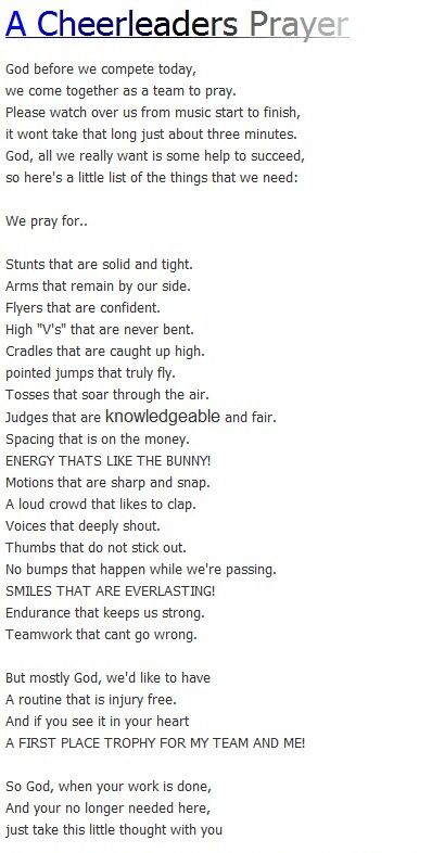 The prayer we said before regionals today<3 Cheering Quotes, Cheer Words For Competition, Cheer Captain Speech Ideas, Cheer Competition Quotes, Cheer Chants For Competition, Cheer Coach Quotes, Cheer Motivation, Cheer Ideas Chants, Cheer Captions