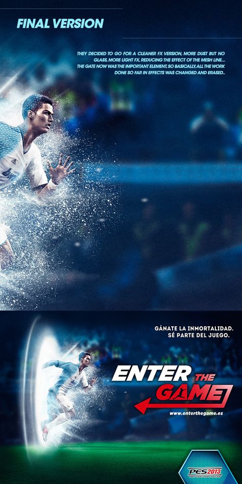 PES 2013: ENTER THE GAME by Diego L. Rodríguez, via Behance Sports Poster Design, 2013 Wallpaper, Sports Poster, Beginner Photo Editing, Sport Poster Design, Photoshop For Photographers, Photo Editing Photoshop, Photoshop Tools, Sports Graphics