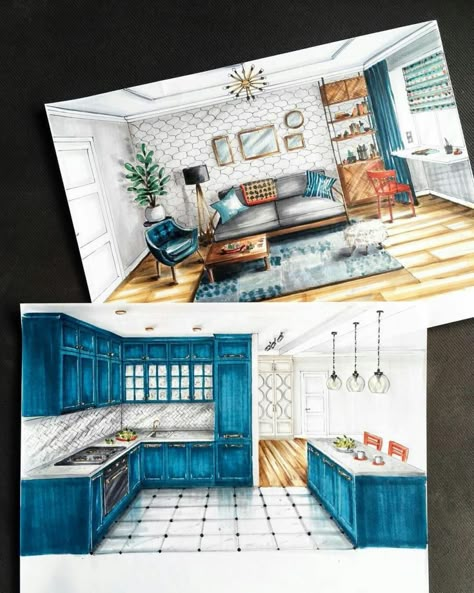 Here you will find photos of interior design ideas. Get inspired! Interior Design Sketchbook, Furniture Design Sketches, Architecture Drawing Plan, Interior Design Renderings, Interior Architecture Drawing, Interior Design Plan, Drawing Interior, Interior Design Drawings, Interior Design Presentation