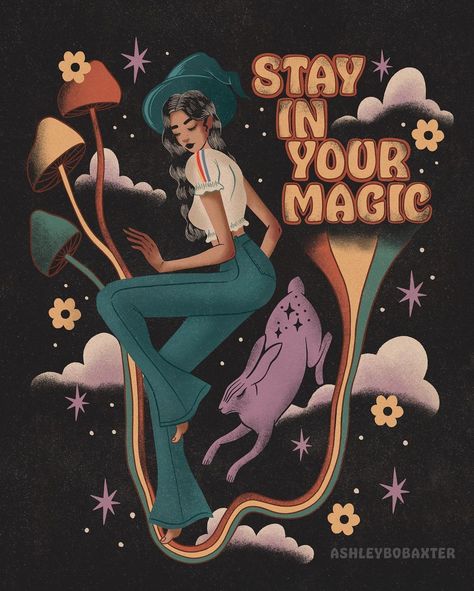 Intamency Aesthetic, Stay In Your Magic, Magic Wallpaper, Hippie Quotes, Retro Color Palette, Retro Graphic Design, Black Girls With Tattoos, Chakra Affirmations, Propaganda Art