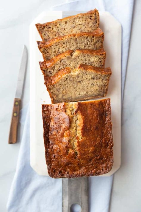 It doesn’t get much better than this easy banana bread recipe! It’s made in just one bowl with extra ripe bananas for optimal flavor. You can enjoy it plain or with your favorite mix-ins! Pancake Mix Banana Bread, Banana Baking, Pancake Mix Recipe, Bread Banana, Baking Breakfast, Grain Free Desserts, Breakfast Bread Recipes, Easy Banana Bread Recipe, Baking Bread Recipes