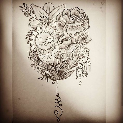 Large Sun And Moon Tattoo, Moon And Flower Tattoo, Flower Tattoo Meaning, Chandelier Tattoo, Tummy Tattoo, Flower Tattoo On Side, Moon Sun Tattoo, Flower Tattoo Meanings, Tattoos For Women Flowers