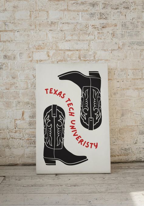 Texas Tech Boots, Dorm Room Decor, Wall Art, Digital Download, Wreck 'EM, Trendy Art Murdough Dorm Texas Tech, Texas Tech Painting, Dorm Room Decor Wall, Boots Art, Tech Room, Printing Store, Texas Art, Room Decor Wall Art, Red Raiders