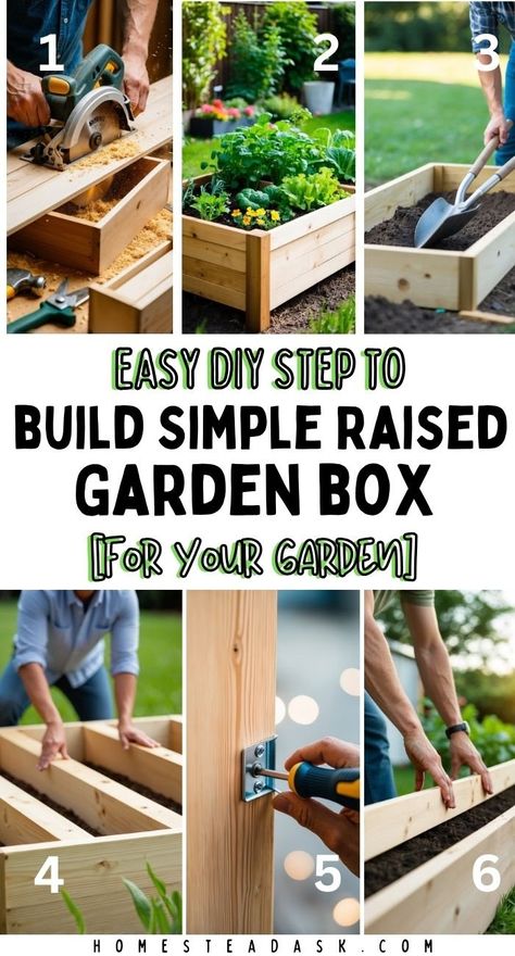 How to Build a Simple Raised Garden Box [Easy DIY!] 1 Box Garden Ideas, Raised Garden Bed Template, Raised Garden Beds Using Totes, 4x4 Raised Garden Bed Plan, 4x8 Garden Bed Plan, Backyard Herb Garden, Raised Bed With 4x6 Boards, Garden Bench Diy, Brick Laying