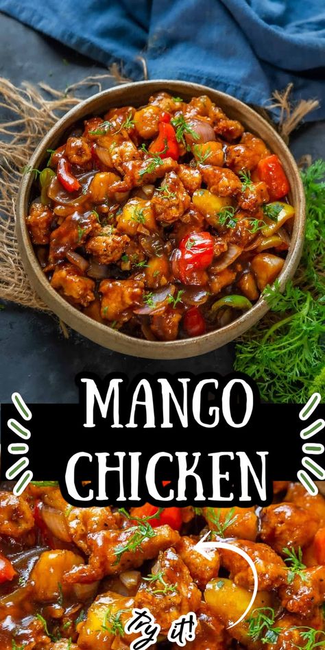 Mango Chicken Recipes, Homemade Chinese Food, Mango Chicken, Mapo Tofu, Chinese Cooking Recipes, Chinese Cooking, Chicken Dishes Recipes, Asian Cooking, Poultry Recipes