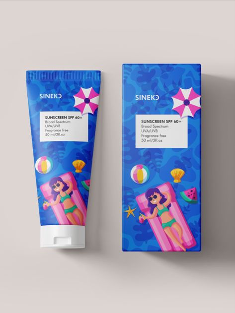 Cartoon Illustrations Graphic Design Balloon Packaging Design, Sunscreen Package Design, Sunscreen Label Design, Sunscreen Packaging Design, Shampoo Packaging Design, Current Graphic Design Trends, Sunscreen Packaging, Brand Typography, Skincare Package