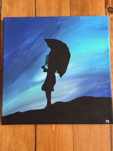 Black Silhouette Painting, Silhouettes Paintings, Easy Silhouette Paintings, Silhouette Painting Acrylic, Sponge Art, Silhouette Paintings, Couples Painting, Drawing Crafts, Friend Painting